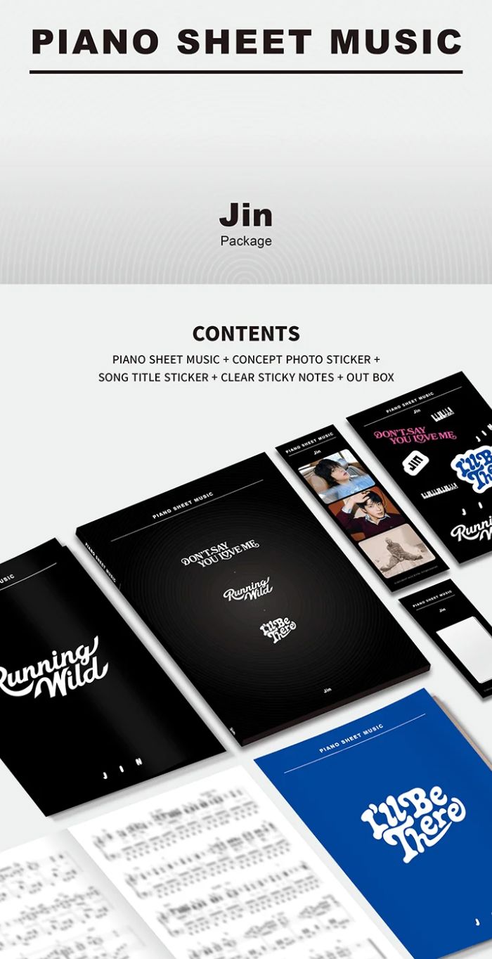 BTS - PIANO SHEET MUSIC : JIN (PACKAGE) Nolae