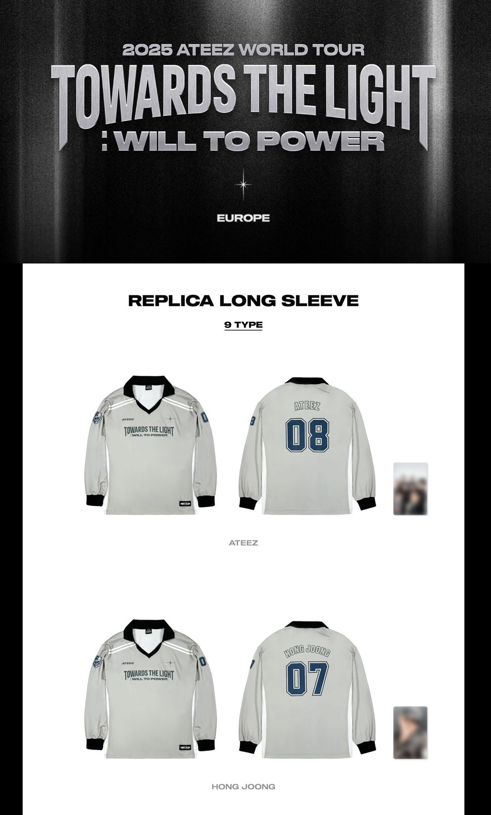 ATEEZ - REPLICA LONG SLEEVE ('2025 ATEEZ WORLD TOUR IN EUROPE' MD) Nolae