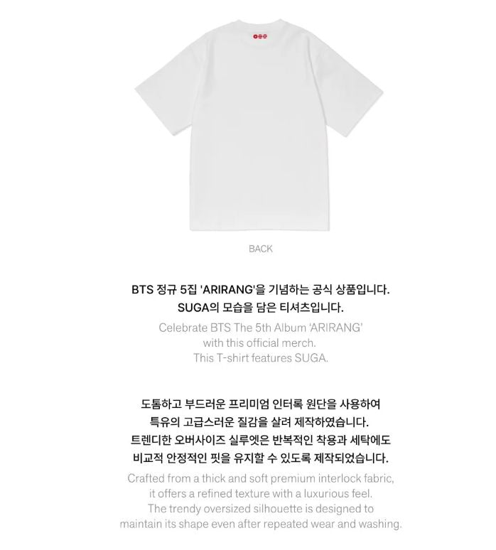 BTS - S/S T-SHIRT (ARIRANG OFFICIAL MD)