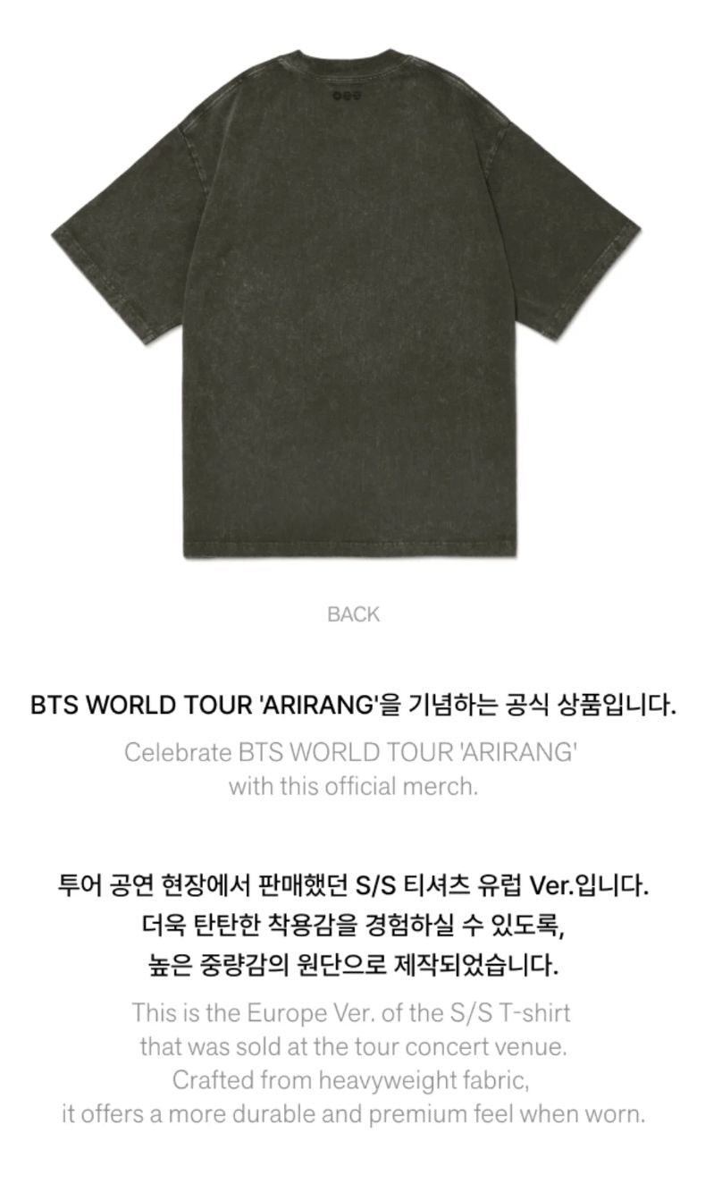 BTS - ZIP-UP HOODIE & S/S T-SHIRT EUROPE (WORLD TOUR 'ARIRANG' OFFICIAL MD) Nolae