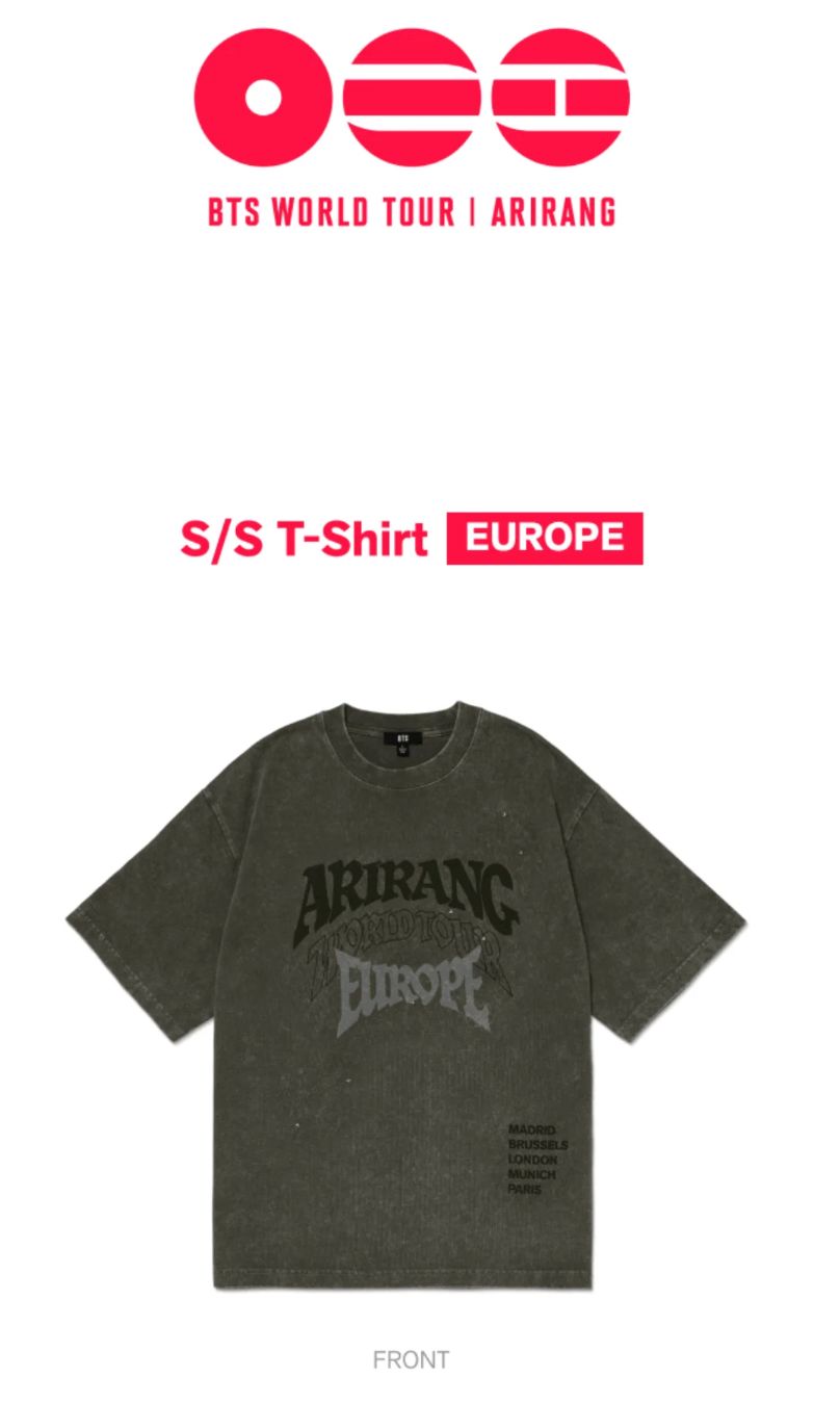 BTS - ZIP-UP HOODIE & S/S T-SHIRT EUROPE (WORLD TOUR 'ARIRANG' OFFICIAL MD) Nolae