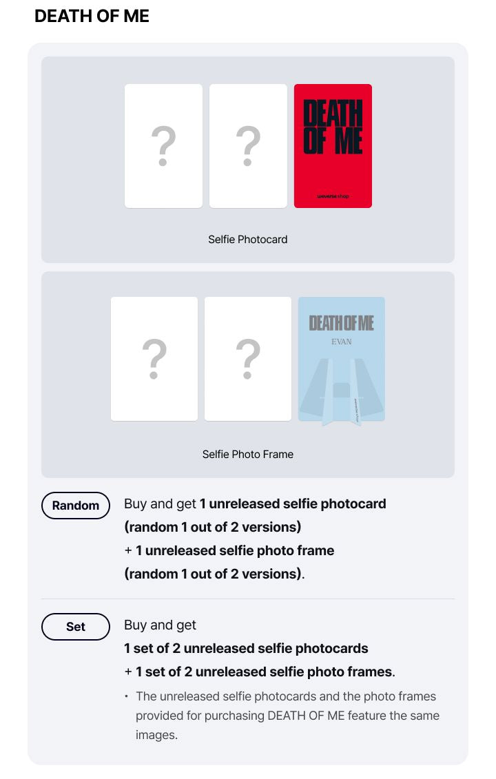 EVAN (Ex-ENHYPEN) - DEATH OF ME + WEVERSE GIFT Nolae
