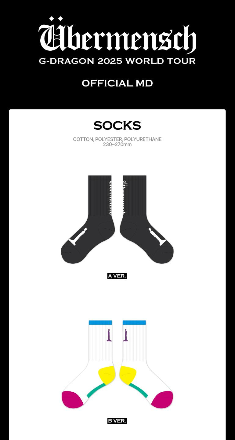 G-DRAGON - SOCKS & SLIPPERS (2025 WORLD TOUR 'ÜBERMENSCH' OFFICIAL MD) Nolae