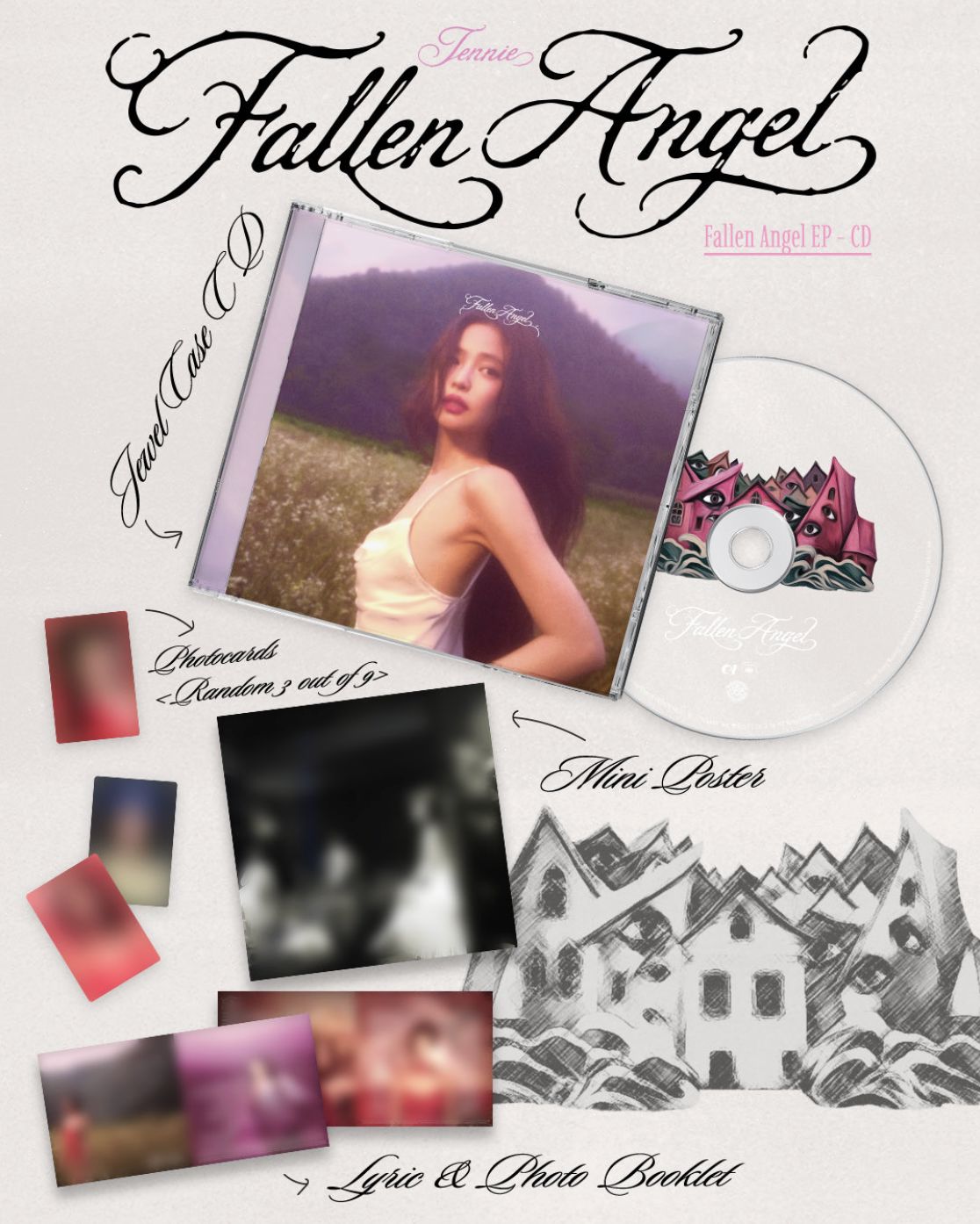 JENNIE (BLACKPINK) - FALLEN ANGEL + Withmuu Gift Nolae