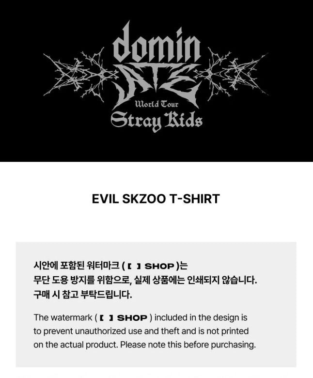 STRAY KIDS - EVIL SKZOO T-SHIRT (DOMINATE WORLD TOUR OFFICIAL MD)