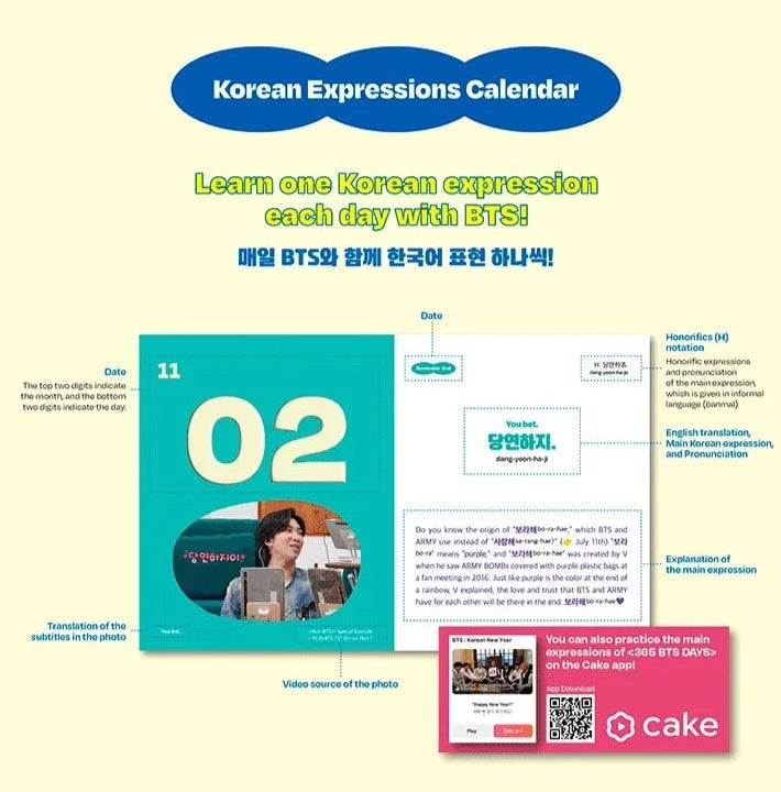 BTS - 365 BTS DAYS (KOREAN EXPRESSIONS CALENDAR) Nolae Kpop