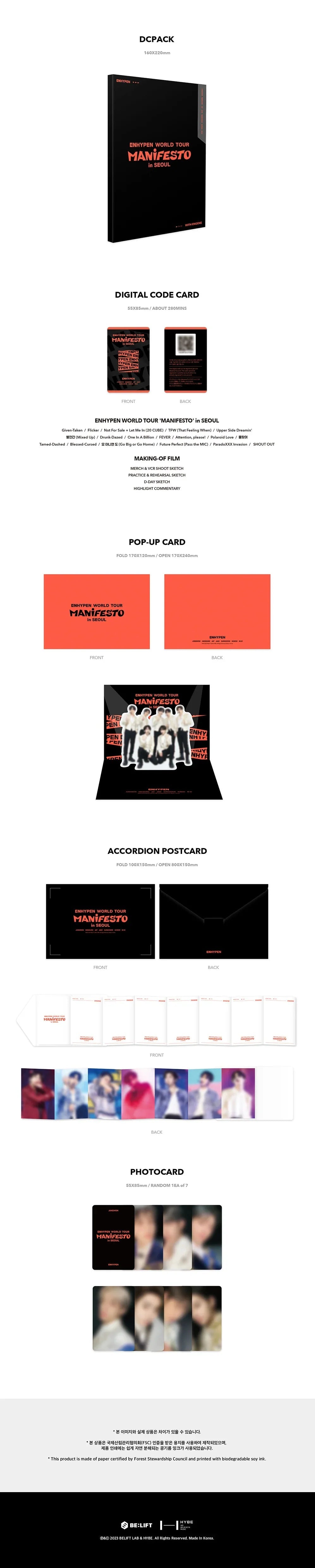 ENHYPEN - WORLD TOUR [MANIFESTO] (Digital Code ver.) + WeVerse Gift Nolae Kpop