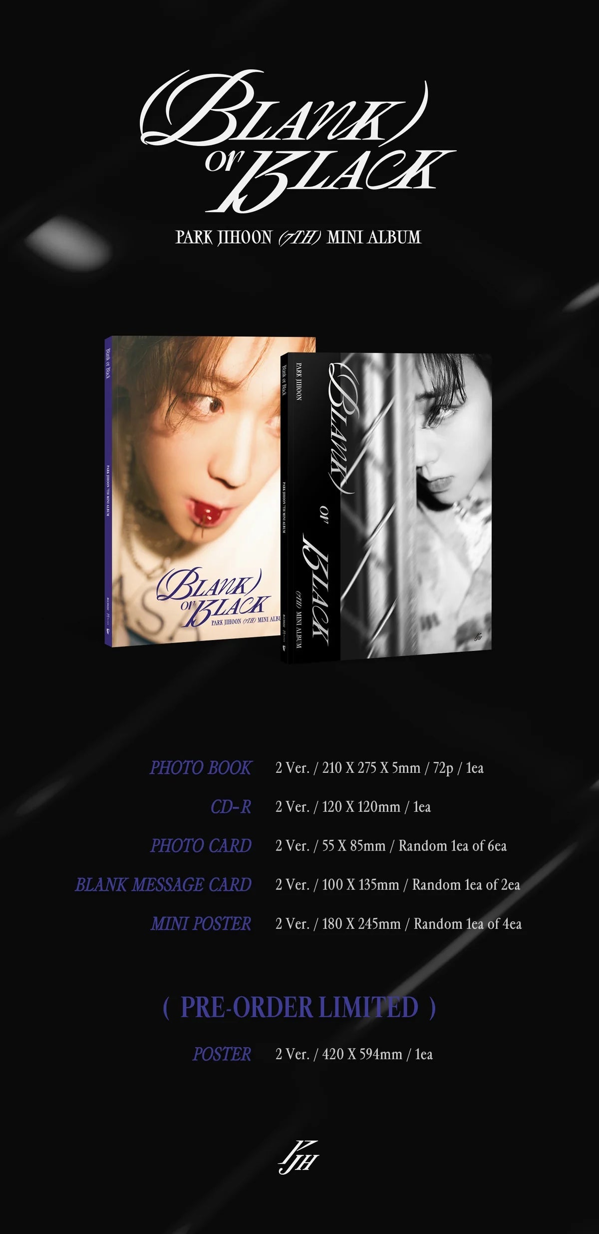 PARK JI HOON - BLANK OR BLACK (7TH MINI ALBUM) Nolae Kpop